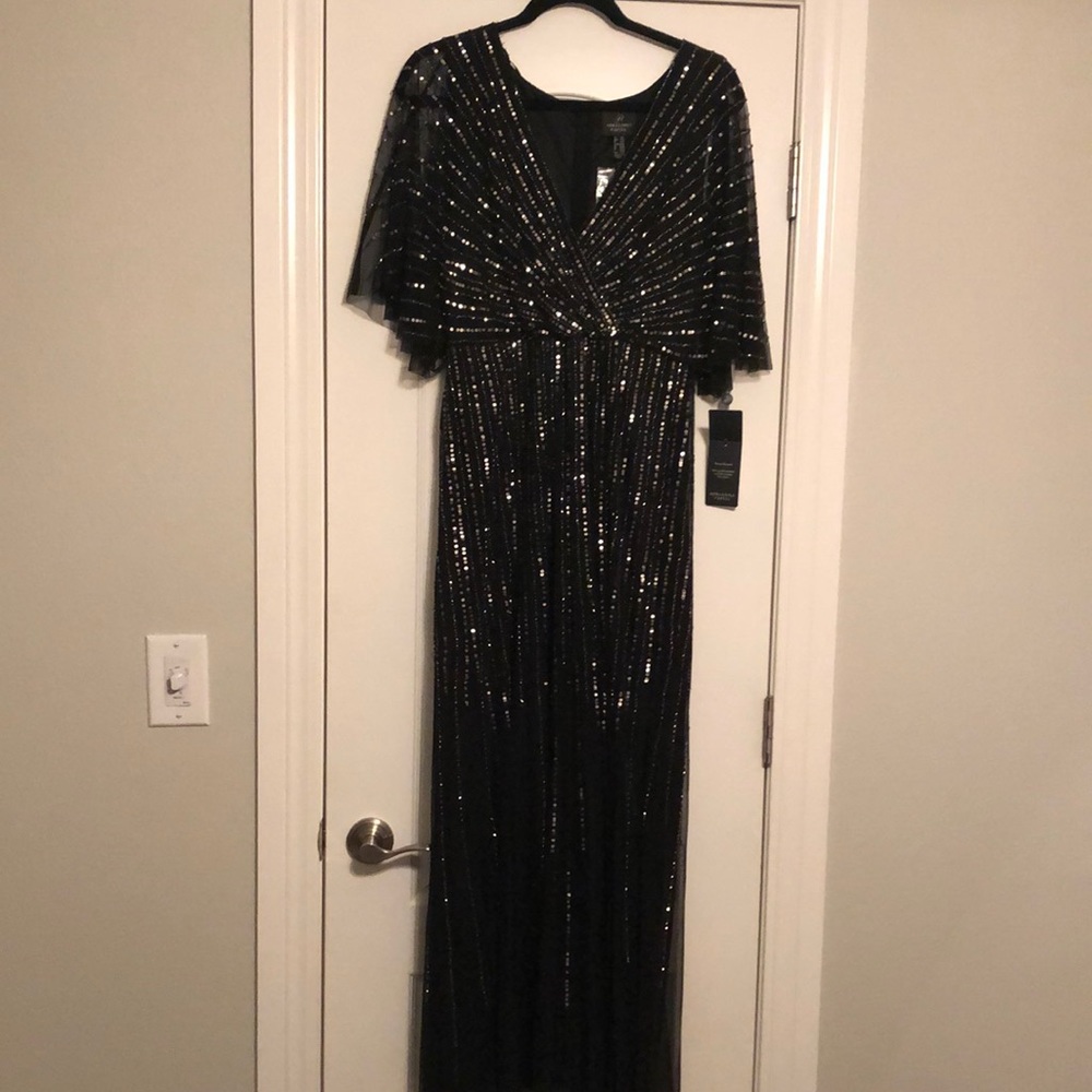 Sequin V Necked Dress with flowy sleeves NWT
